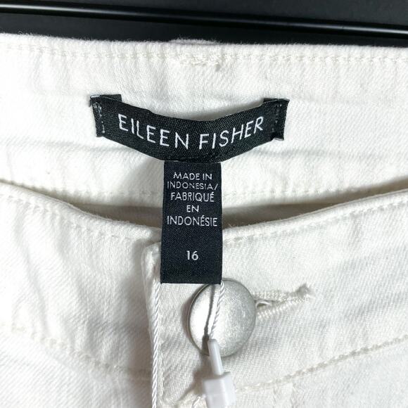 Eileen Fisher White Jeans High Waisted‎ Slim-Leg Organic Cotton Sz 16 - Picture 7 of 11